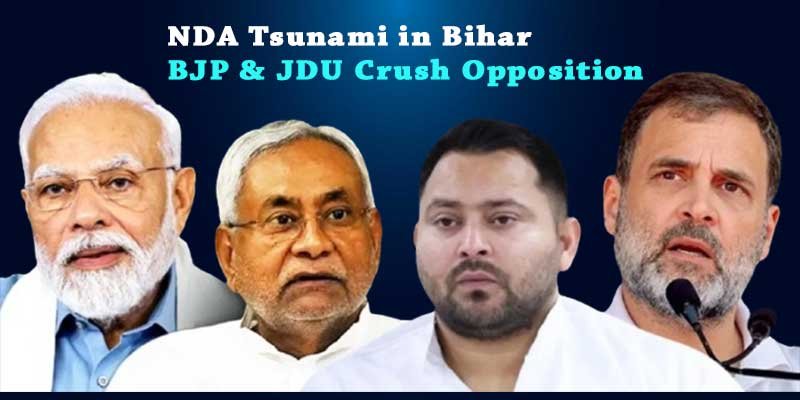 NDA Tsunami in Bihar: BJP & JDU Crush Opposition, Nitish Eyes 5th Term CM!