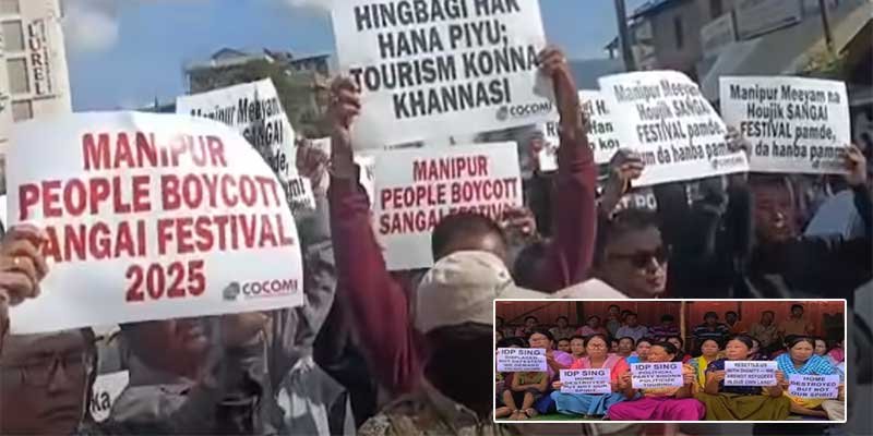 Manipur: Mass Protests by Displaced Persons Erupt Against Sangai Tourism Festival 2025