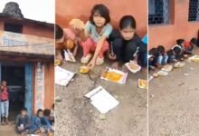 Viral Video: Outrage Erupts Over Madhya Pradesh School Serving Mid-Day Meals on Scrap Paper