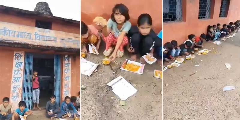 Viral Video: Outrage Erupts Over Madhya Pradesh School Serving Mid-Day Meals on Scrap Paper