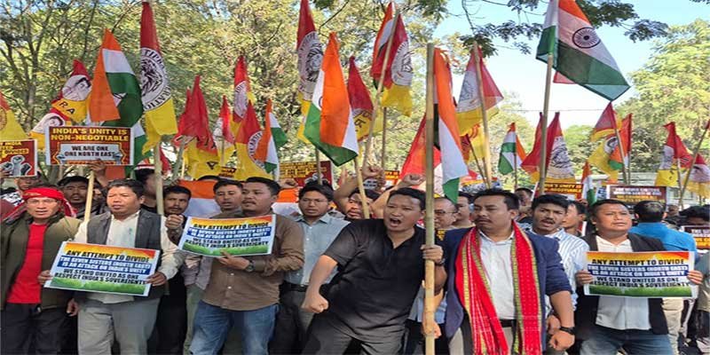 Tripura- Protest in Agartala Against Alleged Anti-India Remarks by Bangladeshi Leader