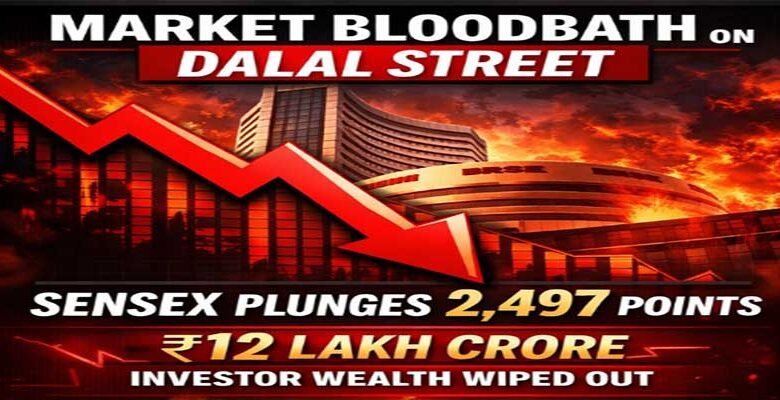 Historic Stock Market Bloodbath Rocks Dalal Street: Sensex Plunges 2,497 Points, ₹12 Lakh Crore Wiped Out