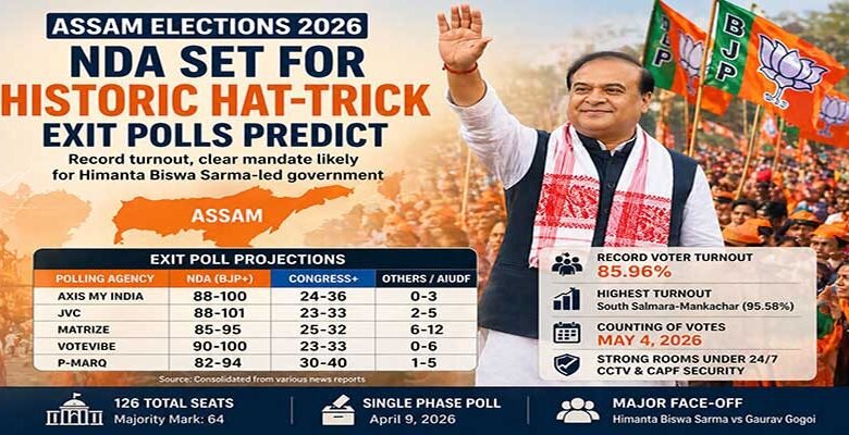 BJP-led NDA Set for Historic Hat-Trick in Assam, Exit Polls Predict