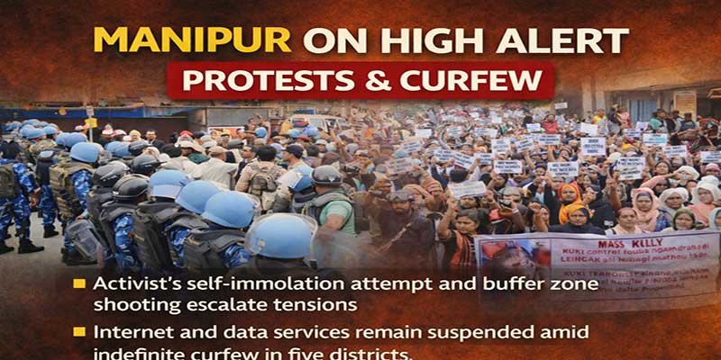 Manipur: Protests, Curfew Grip Imphal Valley, Internet Ban Continues