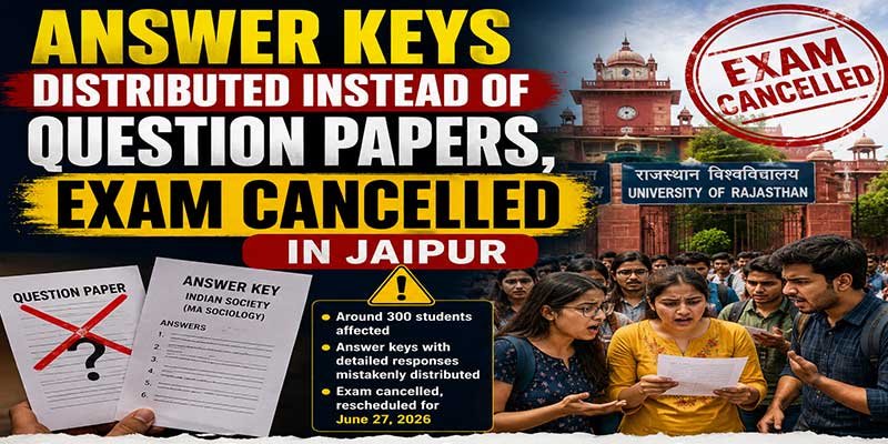 Rajasthan : MA Sociology Students Receive Answer Keys Instead of Question Papers