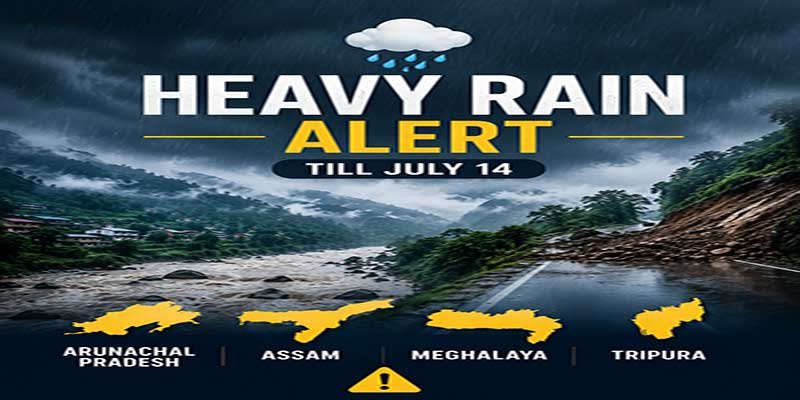 Heavy Rain Alert Across Northeast: Flood-Hit Arunachal Faces More Rain Till July 14