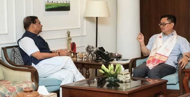 Himanta Meets Kiren Rijiju in Delhi, Discuss Flood Rehabilitation