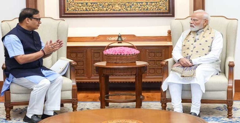 Assam CM Himanta Biswa Sarma Meets PM Modi, Discusses Flood Recovery﻿