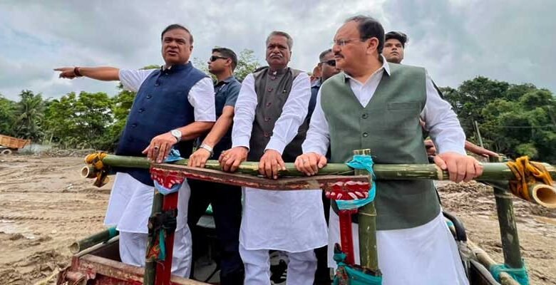 JP Nadda Visits Flood-Hit Areas in Assam, Assures Full Central Support; Chairs Review Meeting