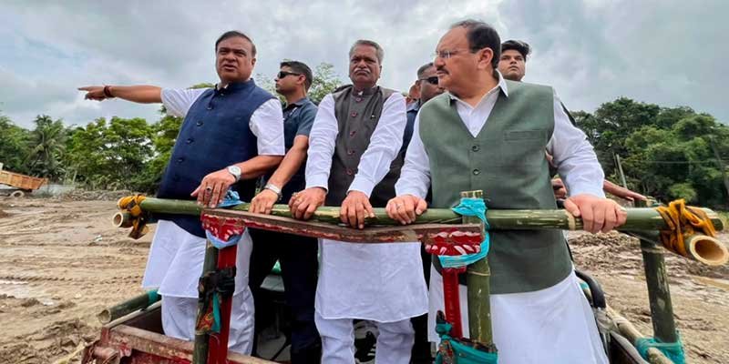 JP Nadda Visits Flood-Hit Areas in Assam, Assures Full Central Support; Chairs Review Meeting