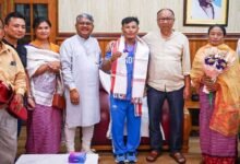Manipur CM Felicitates Commonwealth Games Silver Medallist Ch. Rishikanta Singh
