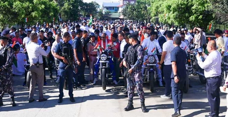 Manipur CM Leads ‘Har Ghar Tiranga’ Bike Rally