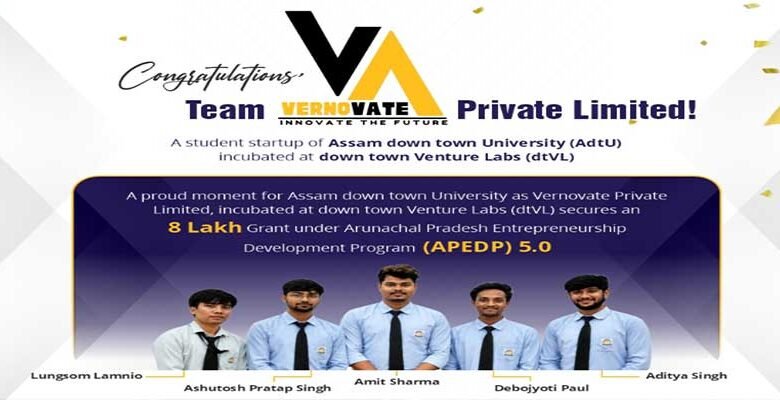 Student startup Vernovate, incubated at Assam down town University, has secured an ₹8 lakh APEDP 5.0 grant after ranking 26th among selected startups.