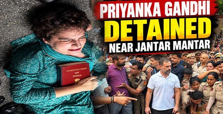 Priyanka Gandhi Holds Constitution as Police Remove Her From Protest Site