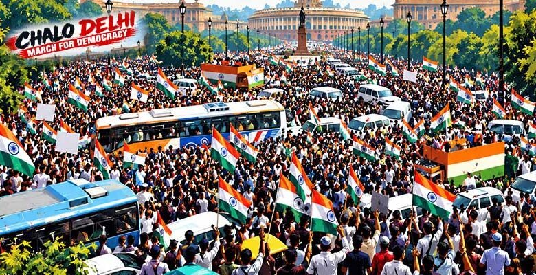 Rahul Gandhi Leads INDIA Bloc March in Delhi, Demands Gyanesh Kumar’s Resignation