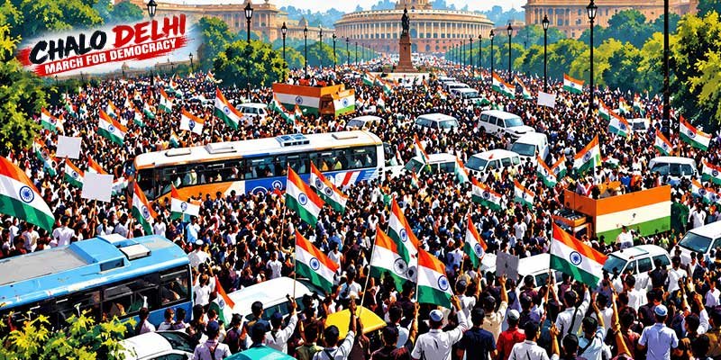Rahul Gandhi Leads INDIA Bloc March in Delhi, Demands Gyanesh Kumar’s Resignation
