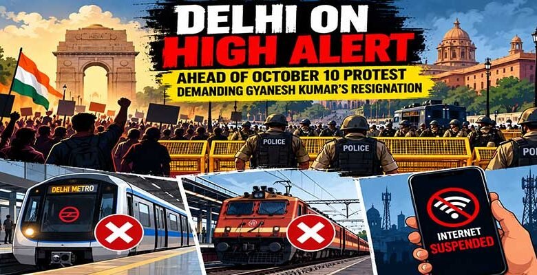 Delhi on High Alert over October 10 Protest; 45 Trains Cancelled, Mobile Internet Suspended in Central Delhi