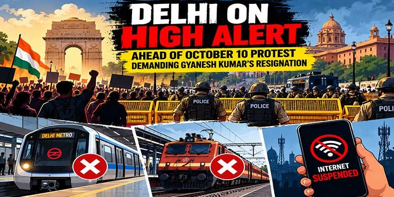 Delhi on High Alert over October 10 Protest; 45 Trains Cancelled, Mobile Internet Suspended in Central Delhi