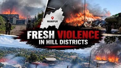 At least five people were killed in fresh Manipur violence, with homes and shops torched as authorities imposed restrictions across affected areas.